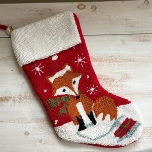 Fox Loomed Christmas Holiday Stocking